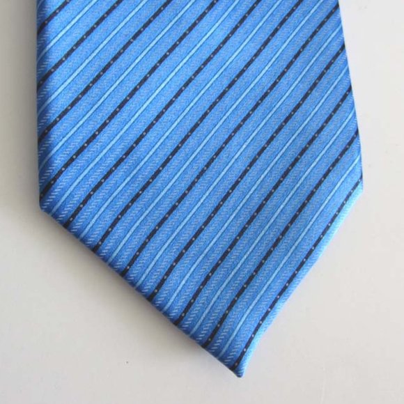 STEFANO RICCI blue/blk striped neck tie 100% silk - Picture 5 of 5